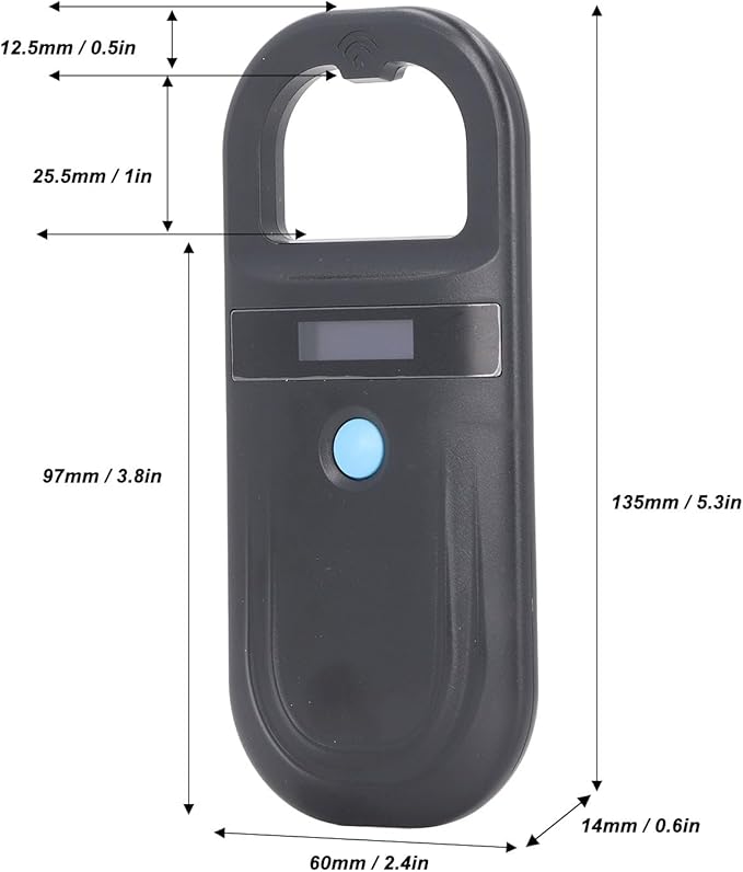 Portable Pet Microchip Scanner, 134.2KHZ FDX B EMID Reader with USB Data Upload, OLED Display Pet Scanner with Built in Buzzer, Ideal for Identification