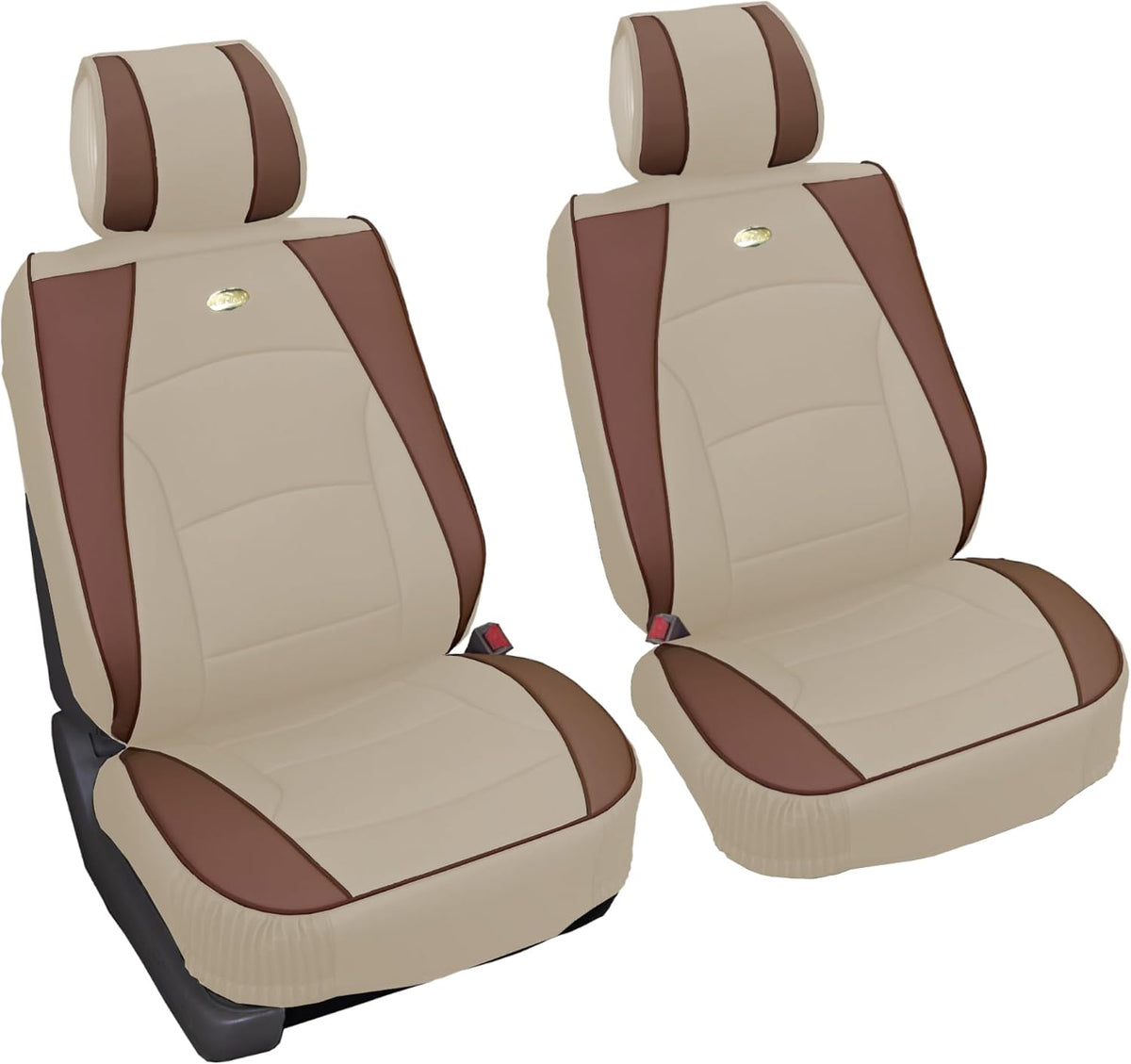 FH Group Car Seat Cover for Back Seat Faux Leather - Universal Fit, Rear Seat Covers for Cars with Rear Split Bench, Car Seat Cushions, Car Interior Accessories for SUV, Sedan, Van Brown Black