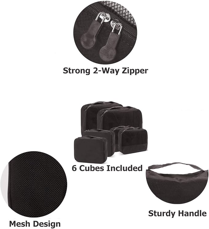 DoubleTrip Packing Cubes for Suitcases Carry on Luggage Organizer 6 Set Travel Accessories Lightweight Storage Bag Space Saver Clothes Pouch Large