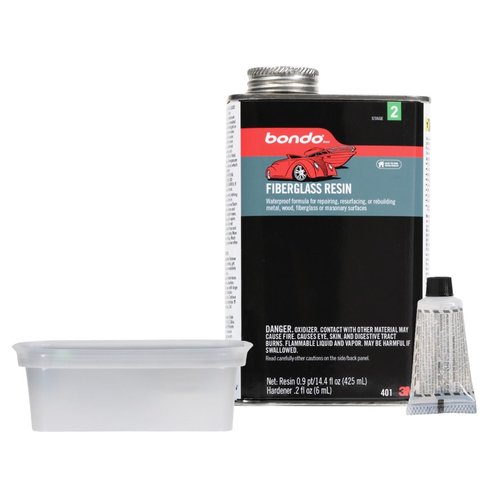 3M Bondo Fiberglass Resin - Waterproof Repair Formula for Metal, Wood & Fiberglass - 0.9 Pint