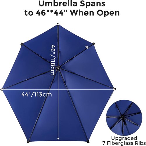 G4Free Height Adjustable Umbrella - UPF 50+ Protection for Beach Chairs, Golf Carts, & More | Blue