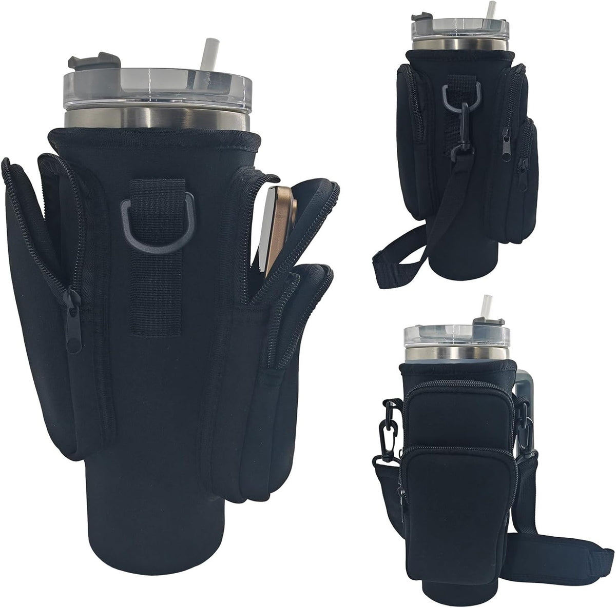 Stanley Water Bottle Carrier Bag - Phone Pocket & 3 Total Pockets for 40 oz Stanley Cup
