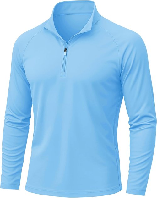KEFITEVD Men's Long Sleeve UPF 50+ Sun Protection Shirt - Quick Dry 1/4 Zip UV Fishing T-Shirt