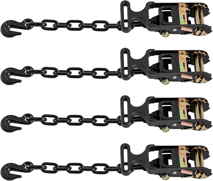 VEVOR Wheel Chock Tie-Down Kit, Tire-Style Tow Dolly Strap, Car Kit with Heavy-Duty Hook, Break Strength 10009 lbs & Working Load 3333 lbs Motorcycle Tie-Down System with O-Ring for ATV, SUV