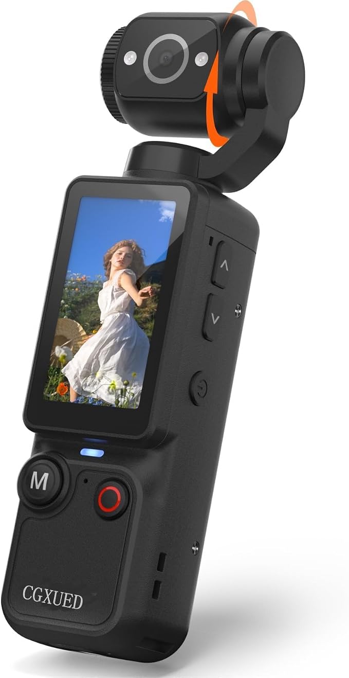 Vlogging Camera with 180° Rotating Lens, Pocket Body Camera with Audio & Video