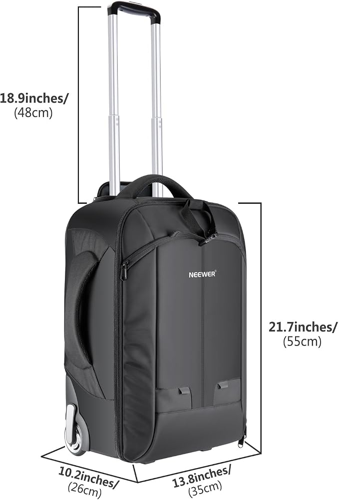 Neewer 2-in-1 Rolling Camera Bag Backpack Suitcase Style Convertible