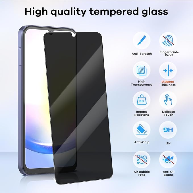 3+3 Pack for Samsung Galaxy A25 5G Privacy Screen Protector & Phone Camera Lens