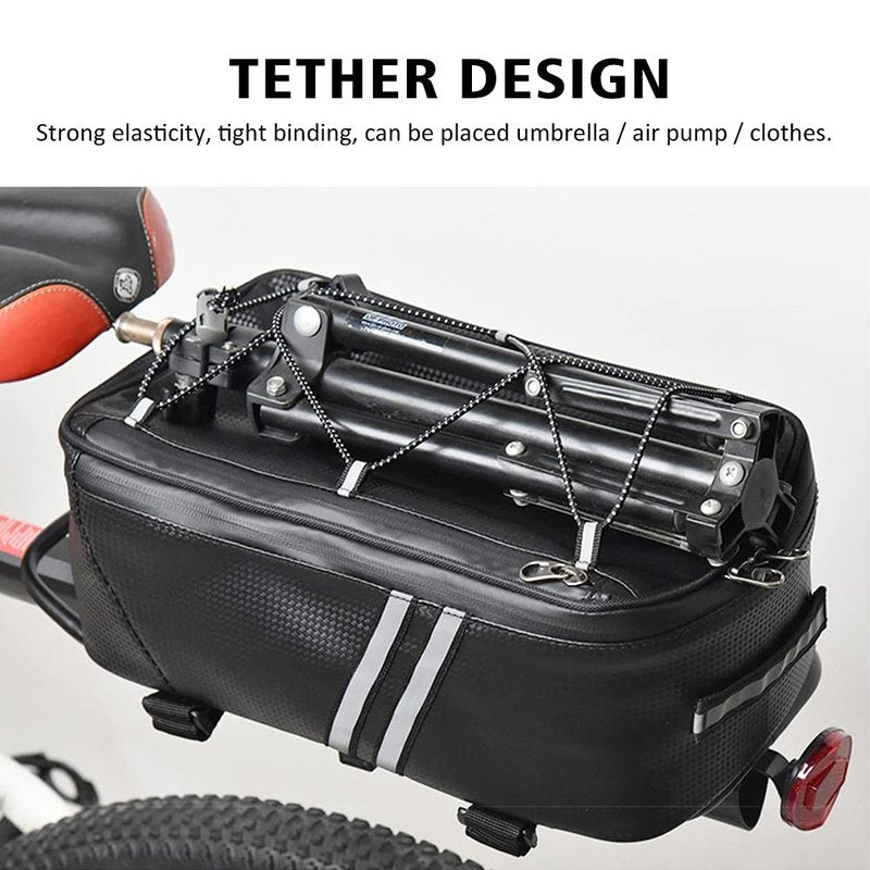 Tookie 8L Rear Carrier Luggage Bike Bag, Waterproof PU Leather Bicycle Rear Seat Cargo Bag Luggage Bike Bag Bicycle Saddle Bag with Rain Cover, Easy to Install