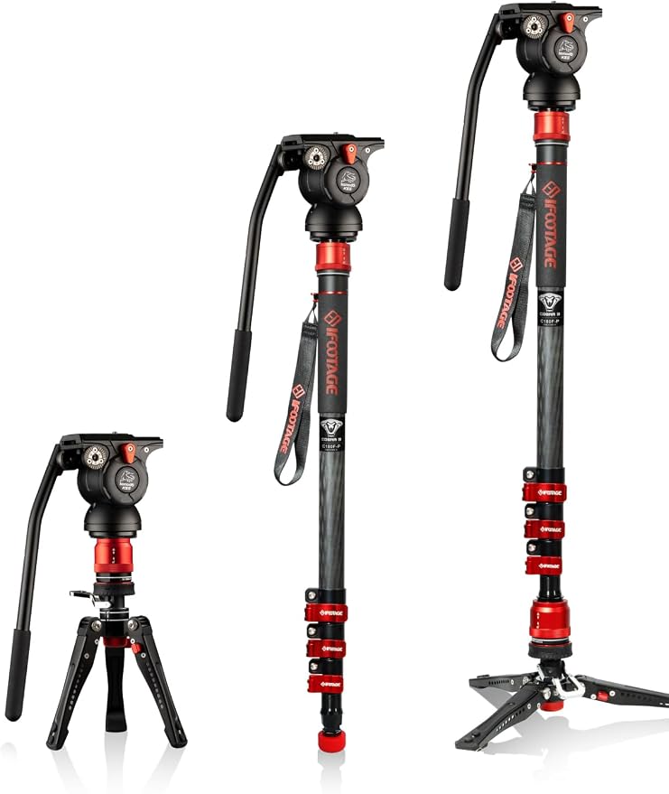 IFOOTAGE Monopod Cobra 3 C180F-P+K5S, 1/4'' & 3/8'' Quick Release Compatible