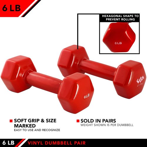 JFIT Dumbbell Sets - Neoprene & Vinyl Coated Hand Weights for Home Gym & Strength Training