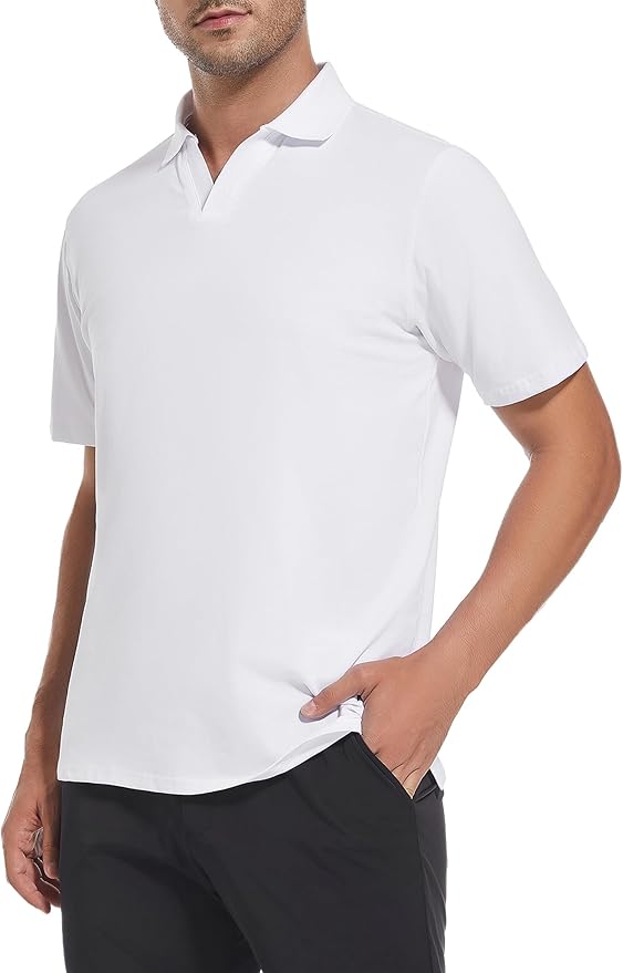 Esabel.C Jacquard Golf Shirts for Men Moisture Wicking Short Sleeve Performance Dry Fit Active Mens Polo Shirts