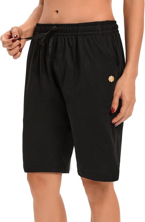 LUCKYCATCUS Women's Bermuda Shorts - Comfortable Jersey Athletic Shorts with Pockets | Knee Length