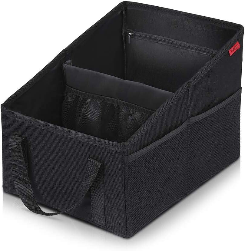 Car Seat Organizer - Passenger Seat Organizer, Collapsible Small Car Seat Storage Organizer for Console Front or Back, Automotive Backseat Organizer with Belt 4 Cup Holders for Kids Accessories, Cyan
