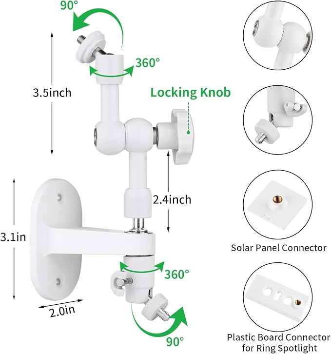 2-in-1 Wall Mount for Ring Solar Panel, Ring Stick Up Cam Battery, Spotlight