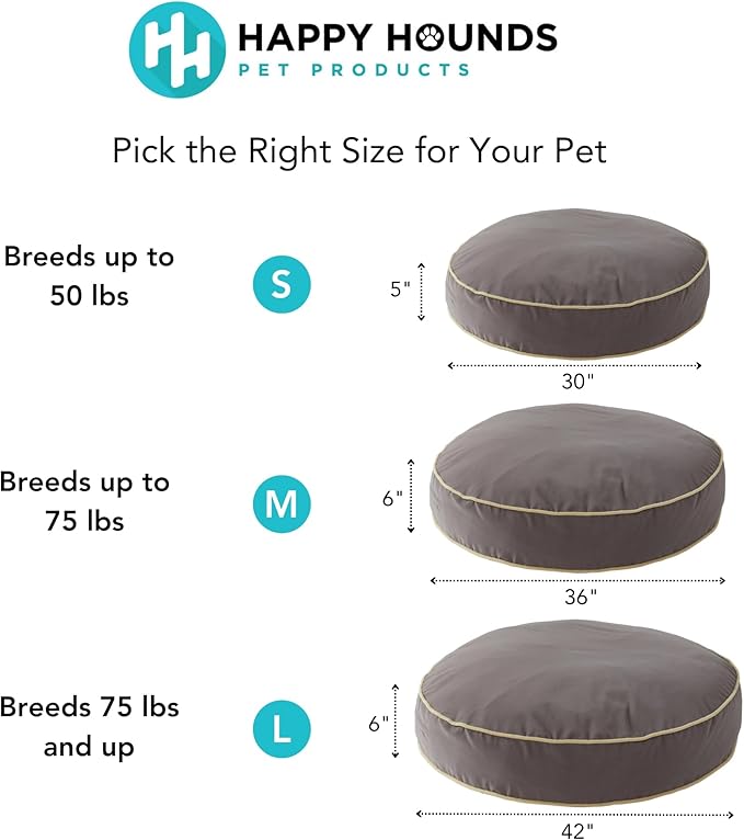 Happy Hounds Scout Round Reversible Pillow Dog Bed, Small (30" x 30"), Cobalt