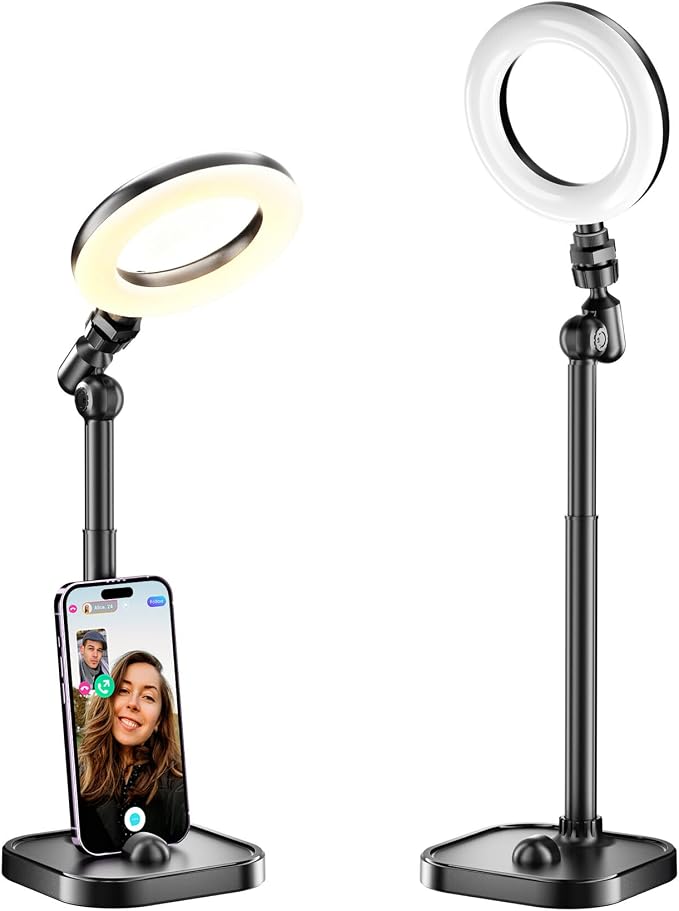 Ring Light for Desk, Portable Streaming Lights for Video Recording, 5’’ Halo