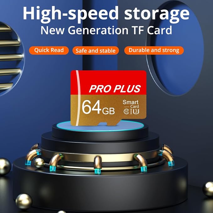 2 Pack Memory Card 64GB with Adapter, High Speed TF Card, UHS-I C10 A1 Memory