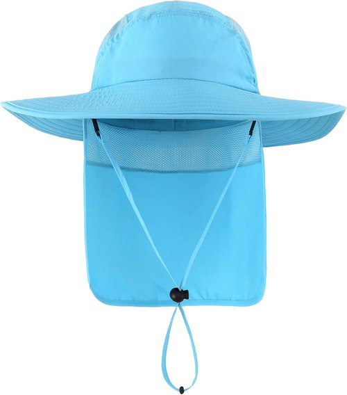 Home Prefer UPF 50+ Men's Wide Brim Fishing Hat - Sun Protection Cap with Neck Flap for Outdoor Use
