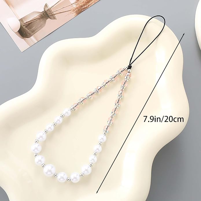 Beaded Phone Charm Lanyard Strap Girly Style Fixed Beads Pearl Lanyards