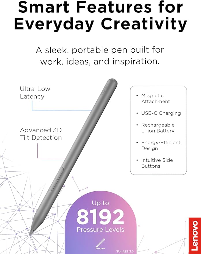 Lenovo Yoga Pen 2 with Magnetic Pen Case, AES 3.0 Stylus with 8192 Pressure