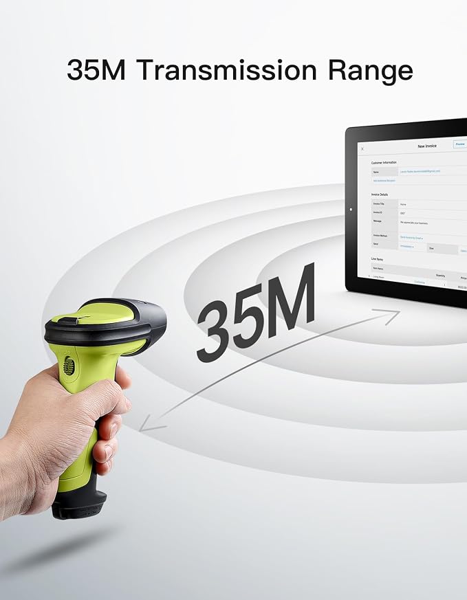 Inateck 2D Barcode Scanner, Wireless Bluetooth QR Code Scanner