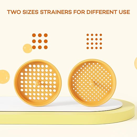 Pisol Wide Mouth Versatile Funnel, Canning Funnels for Kitchen Use, Food Grade Plastic Cooking Funnel Set with 4 Size Spouts and 2 Strainers for Filling Different Bottles and Bags, Orange