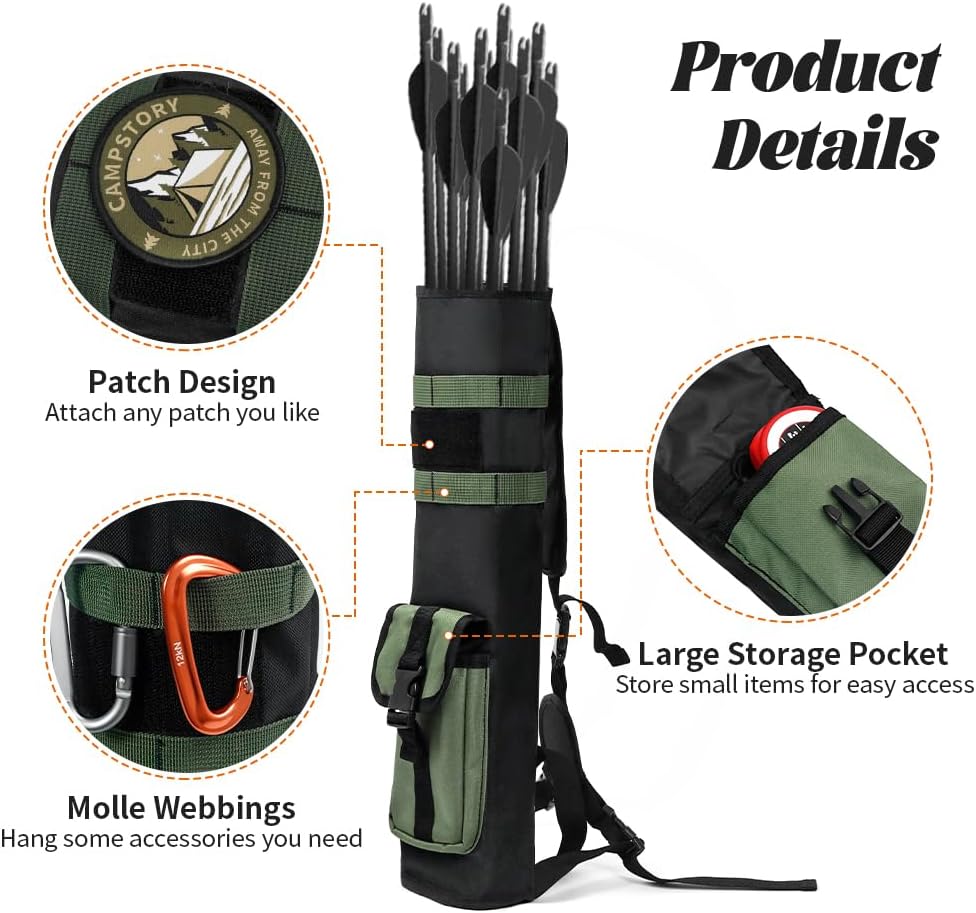 PSKOOK Archery Back Arrow Quiver - Lightweight Design for Easy Carrying | Durable and Compact
