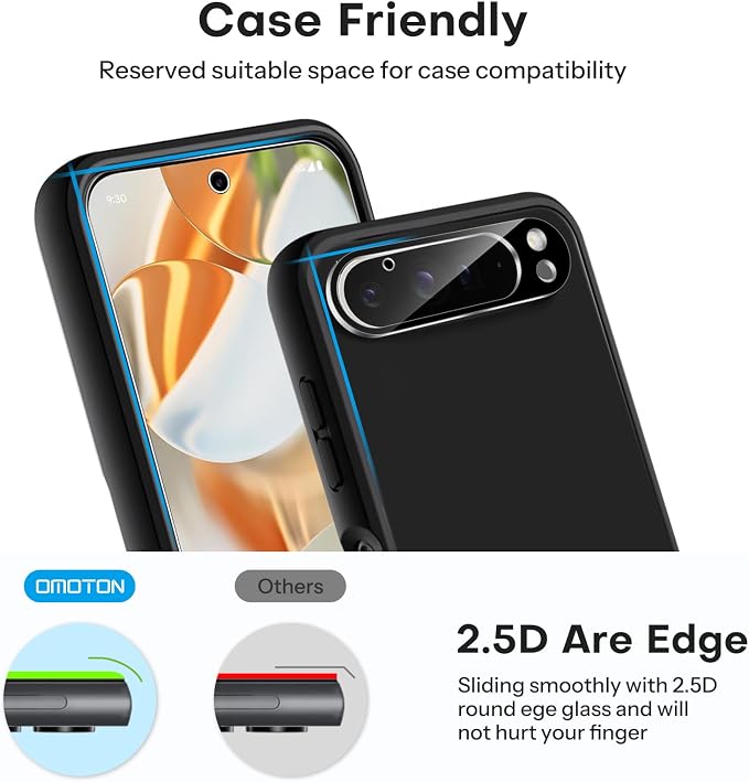 OMOTON for Google Pixel 9 Pro Screen Protector 6.3 inches, 3 Pack Tempered