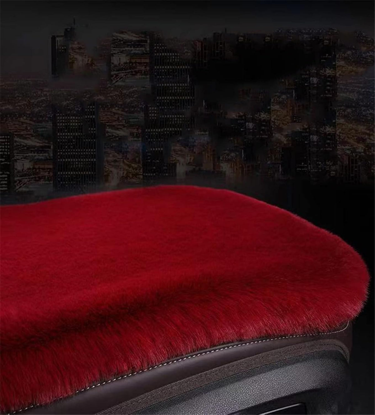 1 Set 3 pcs Soft Fluffy Auto Seat Cover Faux Wool Auto Front & Back Seat Pad Car Seat Cover Protector Cushion Soft Warm for Winter Mat Universal Fit (Wine red)