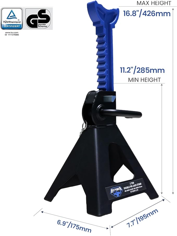 ANTPOWER Car Jack Stands 3 Ton with Double Locking Heavy Duty 11.2"-16.8" Adjustable for Lifting SUV, Pickup Truck Garage 6000 lbs Capacity 1 Pair