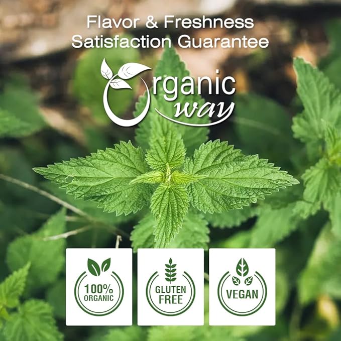 Organic Way Nettle Leaf Powder (Urtica dioica) - Herbal Tea | European Wild-Harvest | Kosher & USDA Certified | Vegan, Non-GMO & Gluten Free | Resealable Bag | 100% Raw from Albania (1/4LBS / 4Oz)