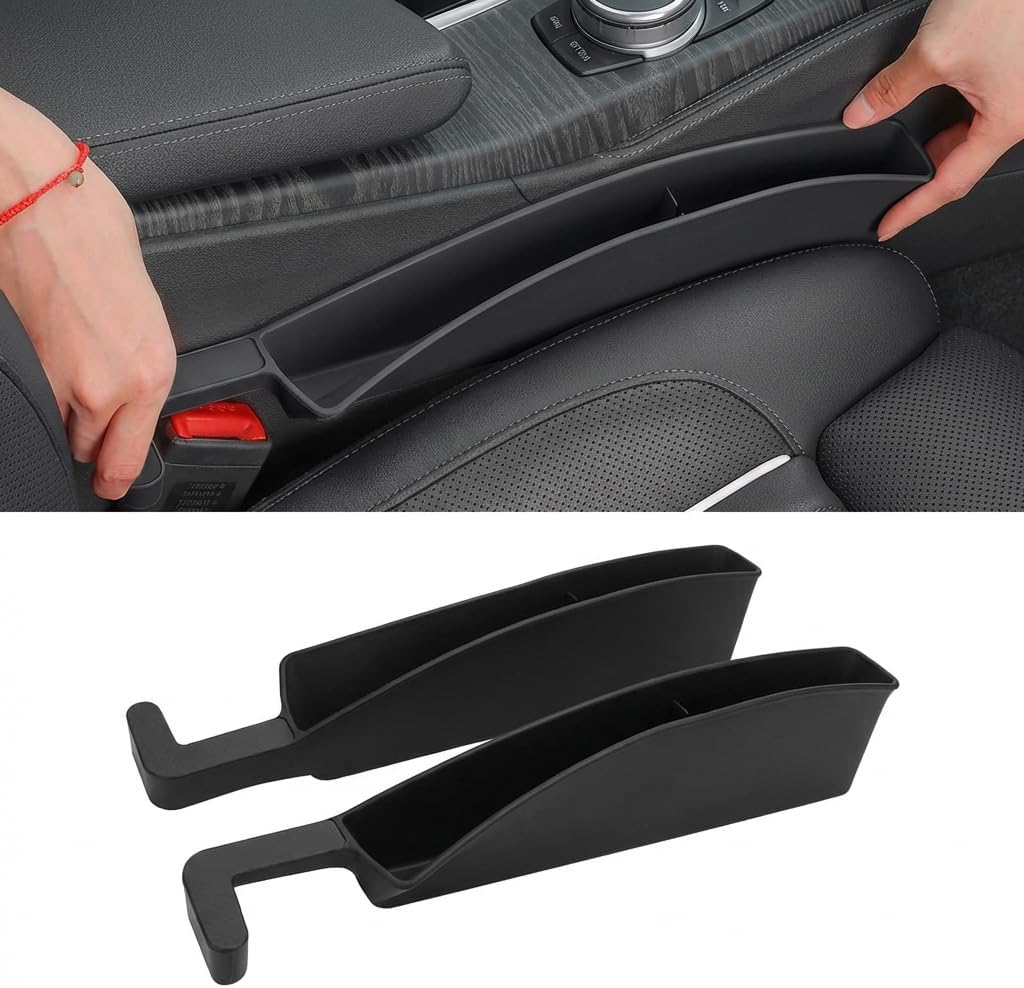 Car Seat Gap Filler, 2 Pack, Universal Car Seat Organizer（Black）