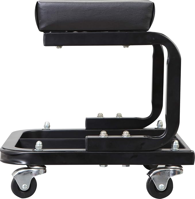 Torin ATR7211 Blackjack Rolling Creeper Garage/Shop Seat: Padded Mechanic Stool with Tool Tray Storage, Black, Large
