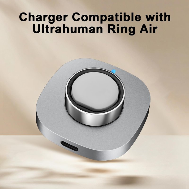 Vigamen Charger Compatible with Ultrahuman Ring-Size 7,Fast Safe Charging Dock with USB-C Cable,Portable Design for Ultrahuman Ring Air,Silver Gray