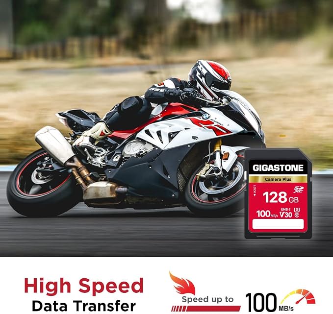 GIGASTONE 128GB SD Card, Camera Plus, UHS-I V30 U3 SDXC Memory Card High Speed