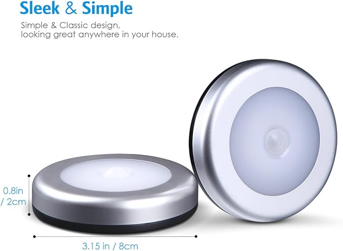 AMIR Upgraded 3.15” Motion Sensor Light, Cordless Battery-Powered LED Night Light, Stick on Closet Lights Stair Lights, Puck Lights for Hallway, Bathroom, Bedroom, Kitchen (Warm White - Pack of 6)