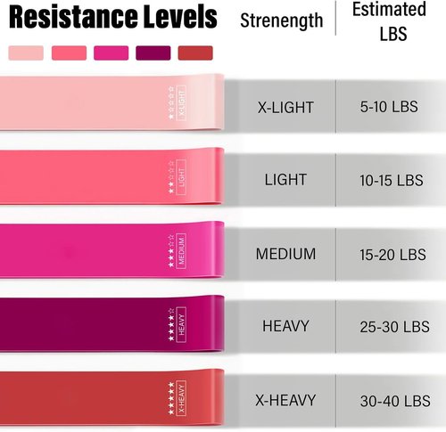 FTTYONE Resistance Bands Set - 5 Levels of Elastic Bands for Home Gym Workouts | Includes Carrying Bag