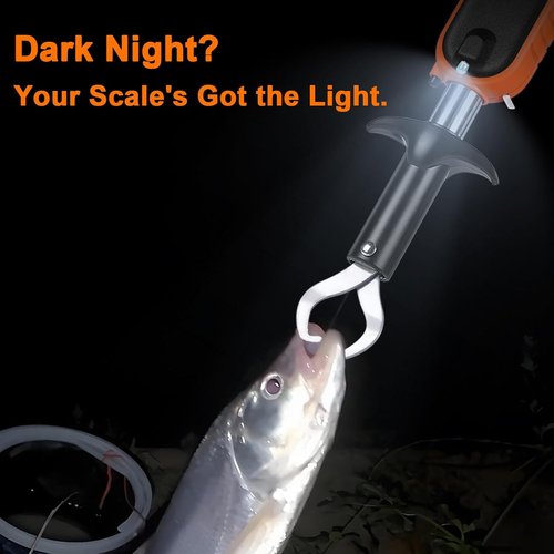 Fuzion Professional Fishing Scale - 110lb Waterproof Capacity, Night Light & Memory | Portable Weigh Kit with Lip Gripper, Batteries & Pouch
