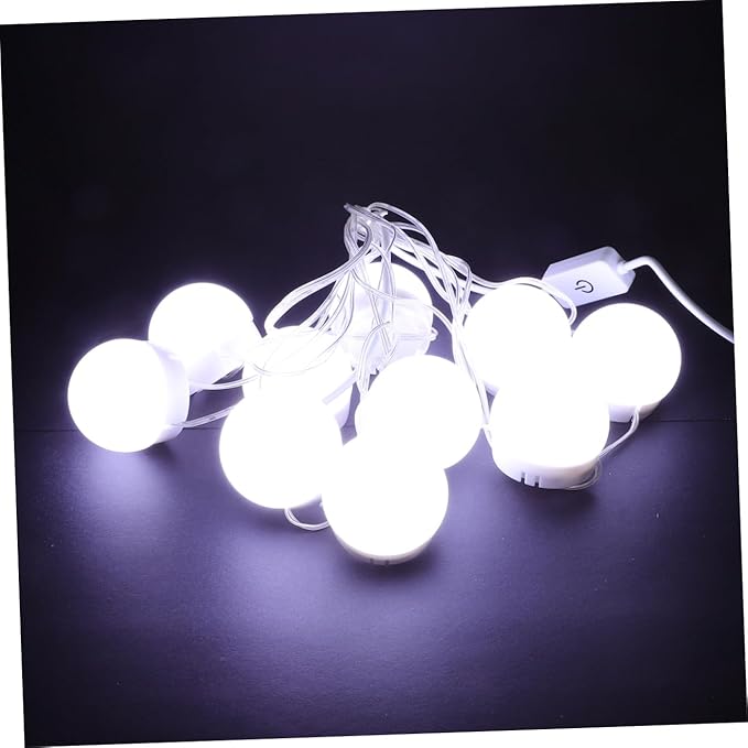 Dimmable USB LED Makeup Mirror Lights for Vanity Adjustable Brightness 5V Power Supply for Bathroom and Dressing Table 10-Piece Light Set