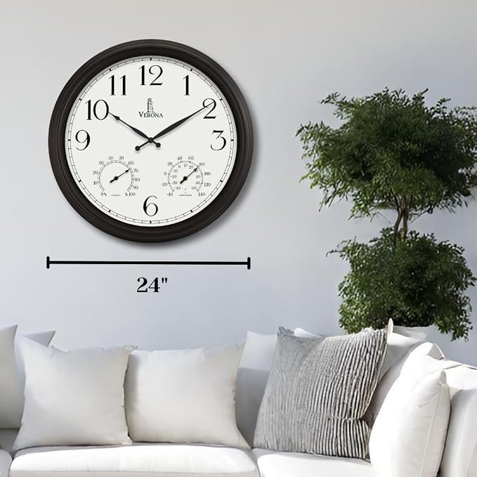 24 inch Outdoor Clocks for Patio Large Waterproof