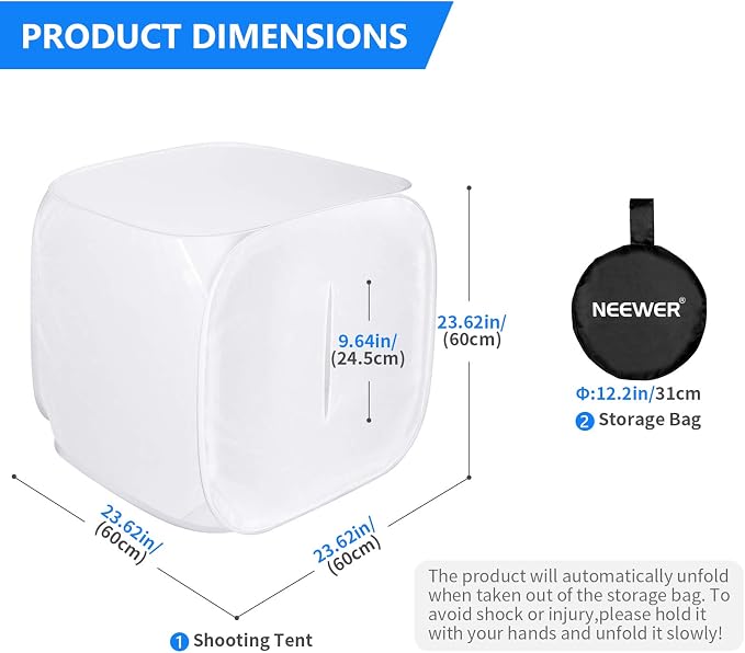 Neewer® 24x24 inch/60x60 cm Photo Studio Shooting Tent Light Cube Diffusion