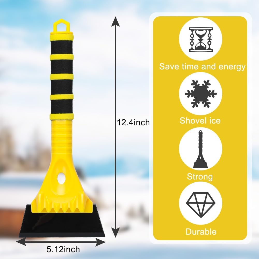 12.4" Ice Scraper for Car Windshield Snow Frost Ice Removal Tool Snow Scraper with Foam Handle for Cars Trucks Window