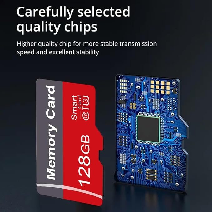 2 Pack Memory Card 128GB with Adapter, High Speed TF Card, UHS-I C10 A1 Memory