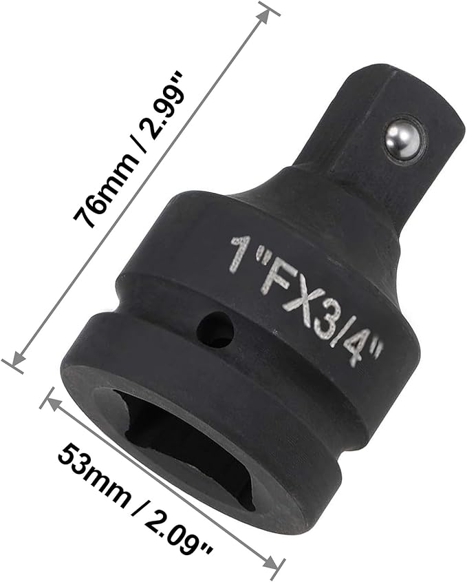 1" Drive (Female) x 3/4" (Male) Impact Socket Reducer, CR-MO Steel, Compatible with Air Impact Wrenches, Breaker Bars, Ratchets