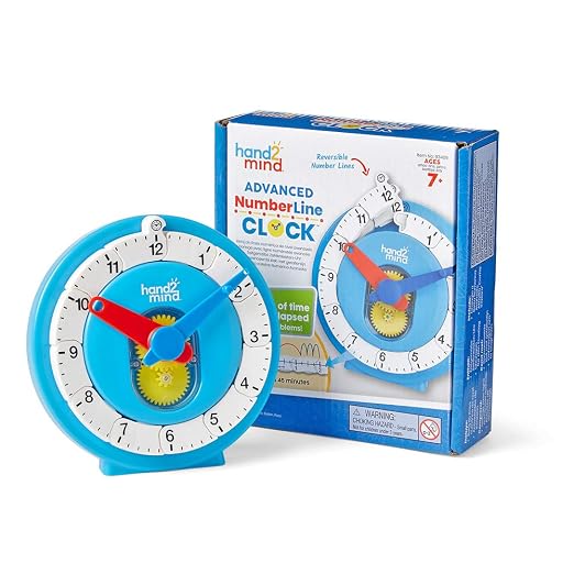 hand2mind Advanced NumberLine Clock, Learn to Tell Time, Analog Clock