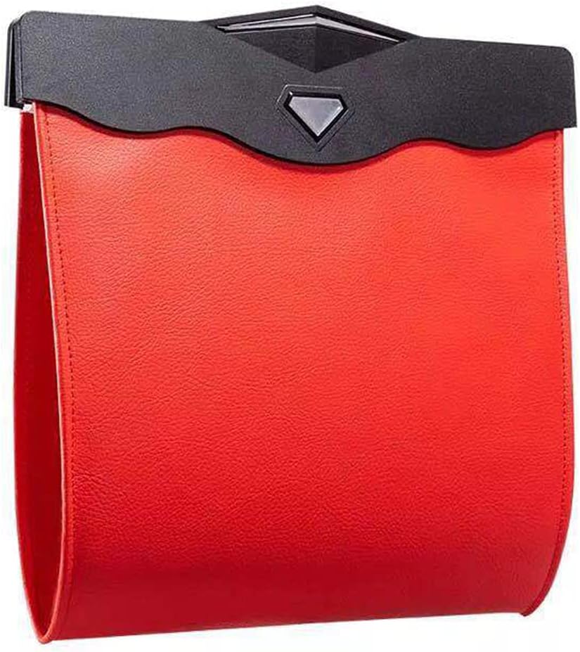 Car Leather Trash Bag Smart LED Waterproof Organizer Storage Garbage Can (Red)