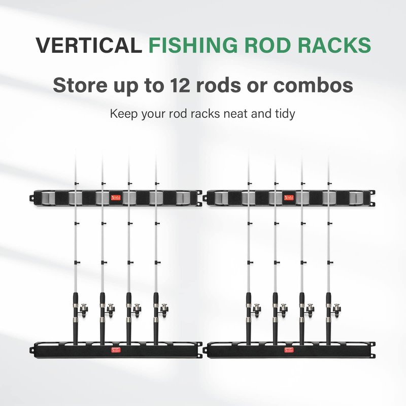 Simple Deluxe Vertical Fishing Rod Holders Wall-Mounted – Simple Deluxe Fishing Rod Rack, Fishing Pole Holder & Rack, Store 12 Rods or Combos in 13.6", Vertical 12 Rod Racks, 2 Pairs Grey