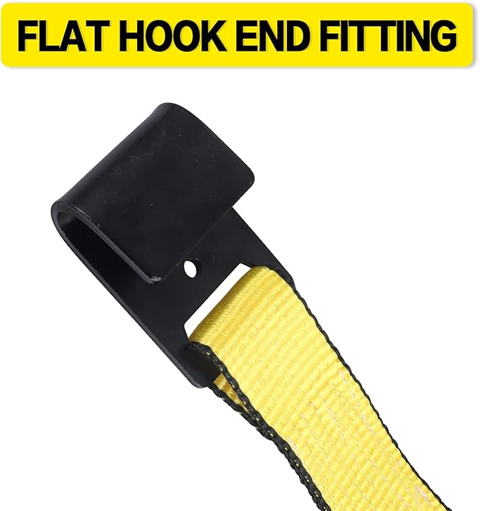 Flat Hook Ratchet Straps-Tie Down Straps Heavy Duty-2 Inch x 27 Feet-Weather Resistant Strap -3,333 Pound Working Load Limit-for Flatbed, Truck, Trailers Pickup(4 Pack) Yellow
