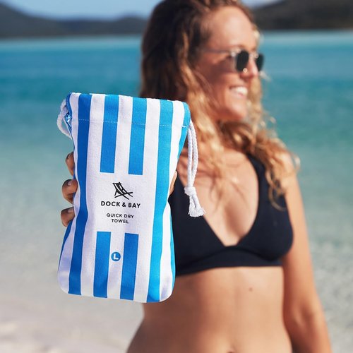 Dock & Bay Beach Towel - Quick Dry & Sand Free - Extra Large Cabana Blue (200x90cm) - Eco-Friendly Design