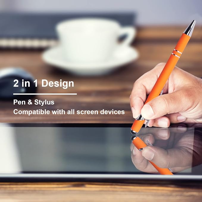 Oddmoal Ballpoint Pen with Stylus Tip, Soft Touch Click Metal Pen, 1.0mm Medium